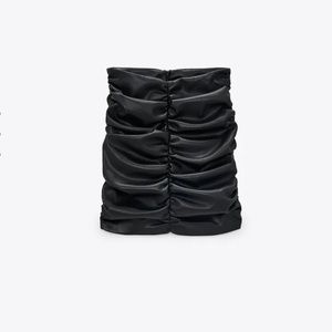 Ruched leather skirt